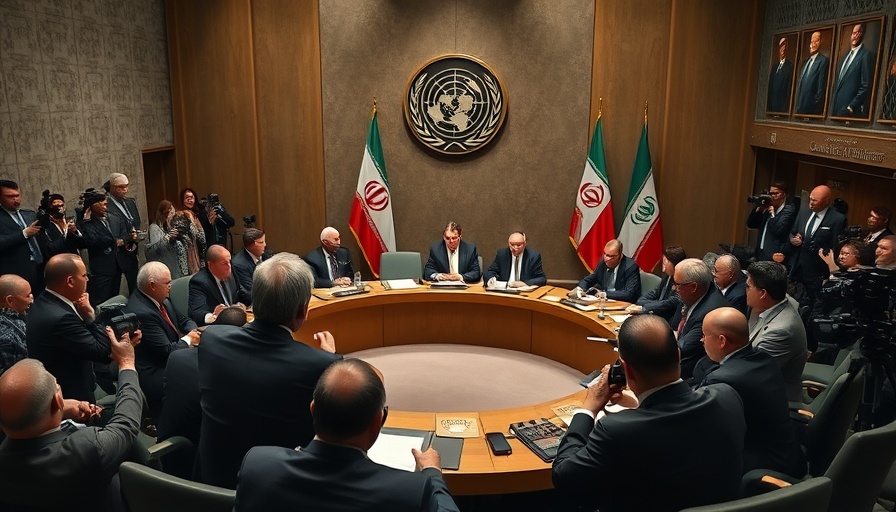 Iran Israel Conflict emergency UN meeting scene with council members.