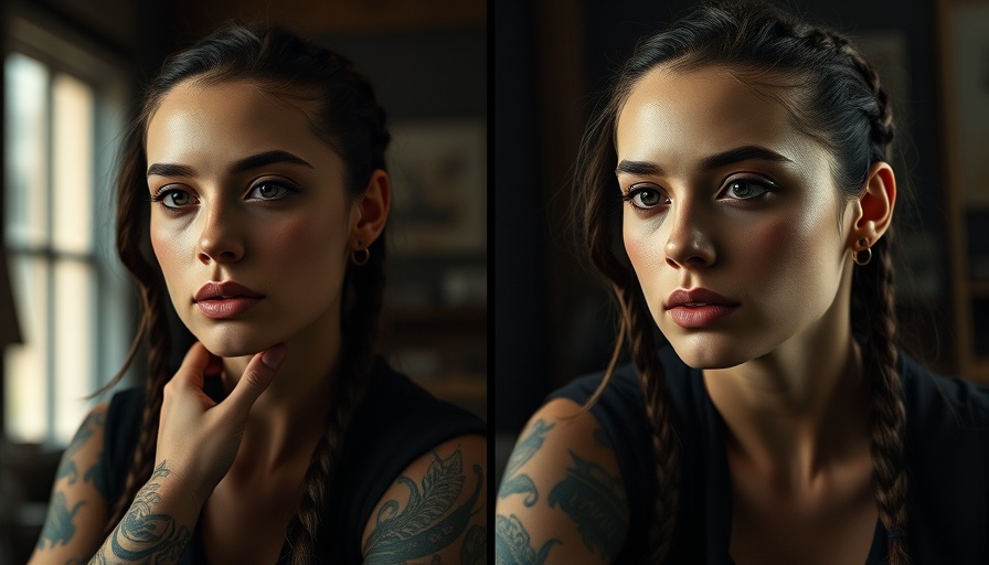 AI Image Generation Comparison: Tattooed woman in dual AI representations