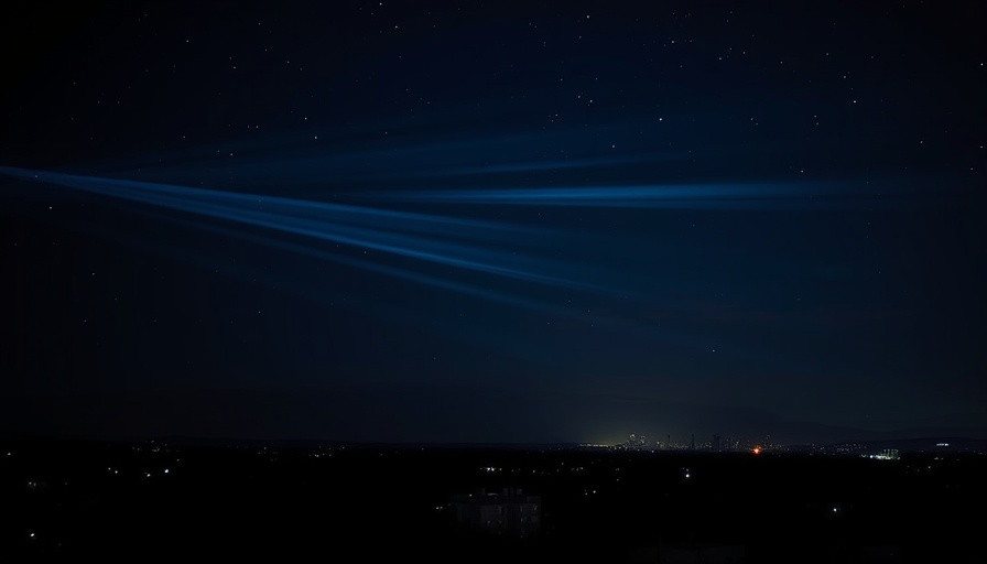 Iran Israel conflict oil depot attack captured with streaks of light in night sky.