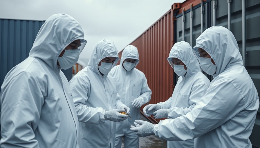 Russia Ukraine body exchange, workers in protective gear at container.