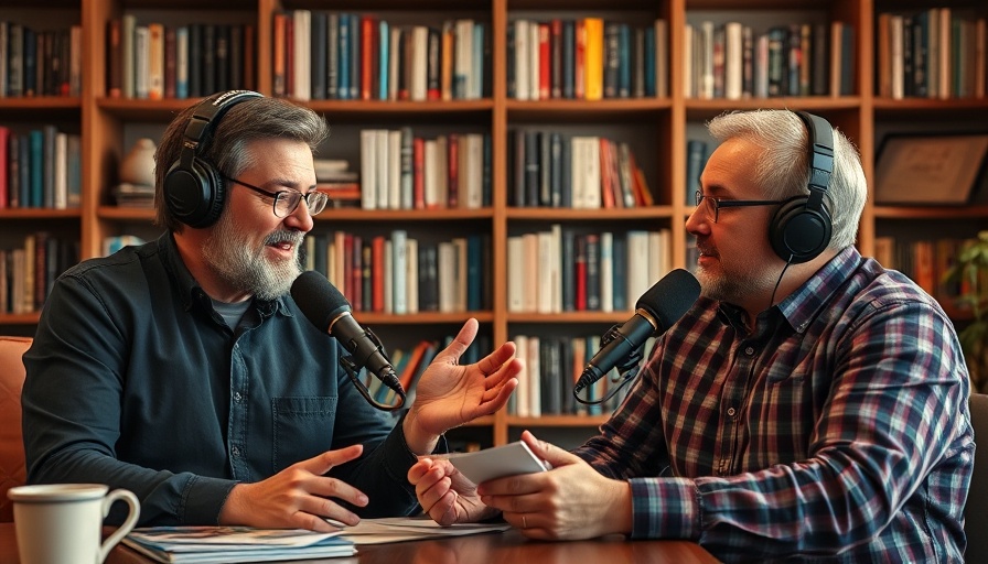 Two podcast hosts discussing trust with focus on engaging conversation, Trust in Times of Uncertainty.