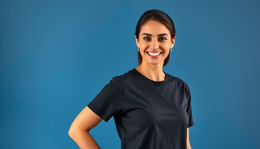 Confident woman discussing long context capabilities in AI against blue background.