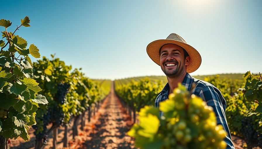 South Africa vineyard worker harvesting grapes under the sun