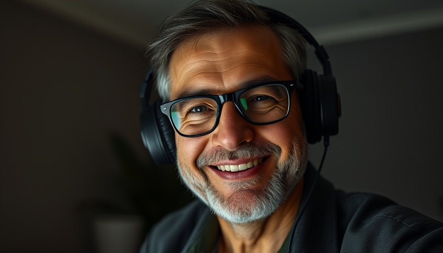 Middle-aged man smiling with headphones and tinted glasses, Why Chatbots Spiral.