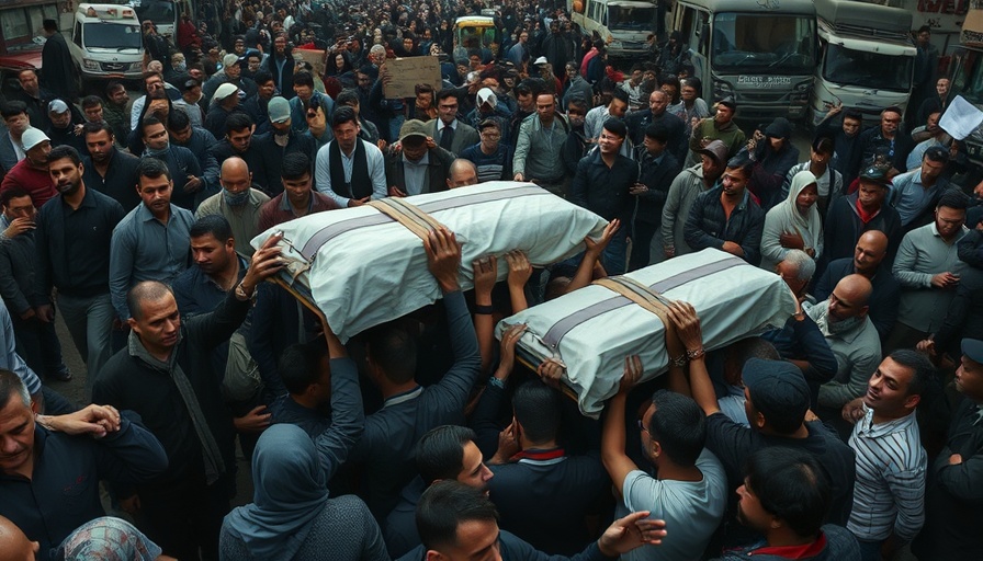 Somber crowd carrying shrouded bodies, Israeli attacks across Gaza Strip.