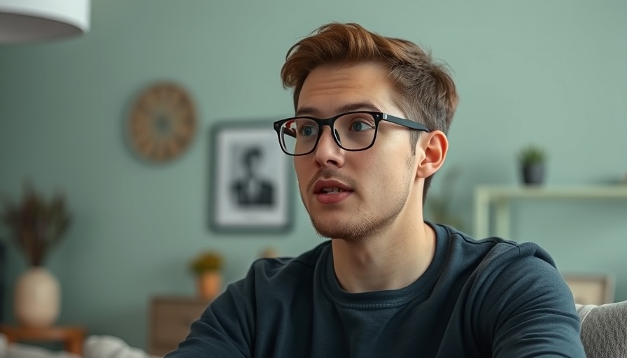 Young man discussing AI tools for productivity indoors.