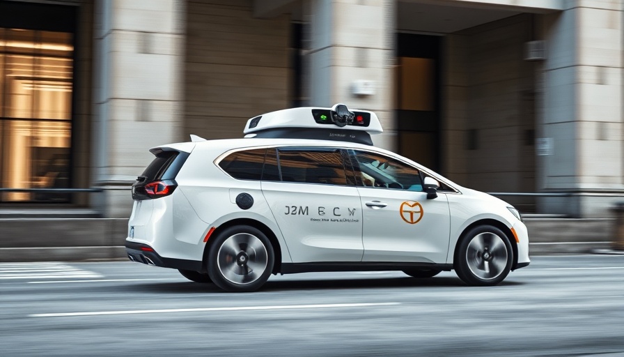 White autonomous vehicle for robotaxi services on a city street.