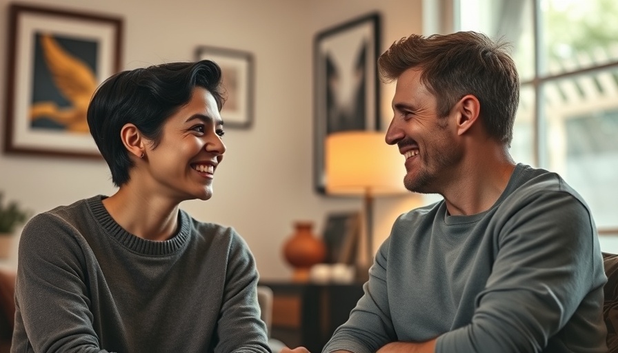 Engaging couple indoors discussing AI for nature and ecosystem mapping.