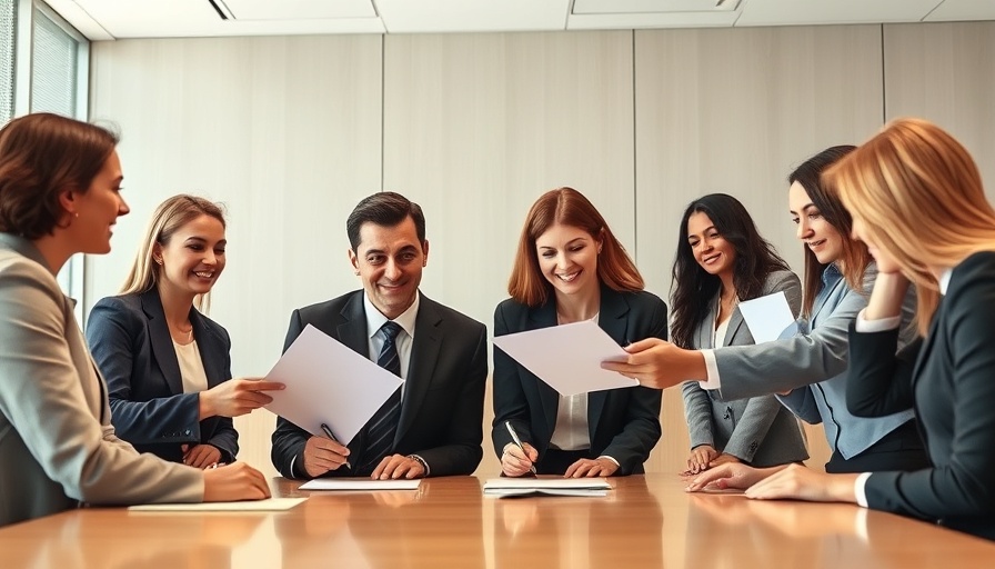 Business professionals signing documents related to trade routes.