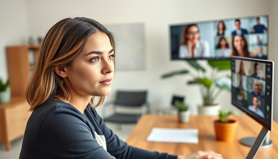 Young woman facing educational technology challenges during an online meeting.