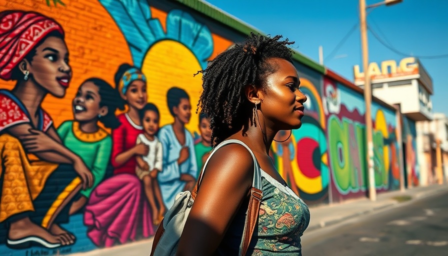 Youth Employment in South Africa: woman walks by educational mural.