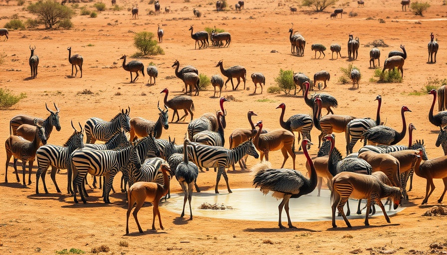 Etosha National Park safari wildlife costs scene with zebras and antelopes.