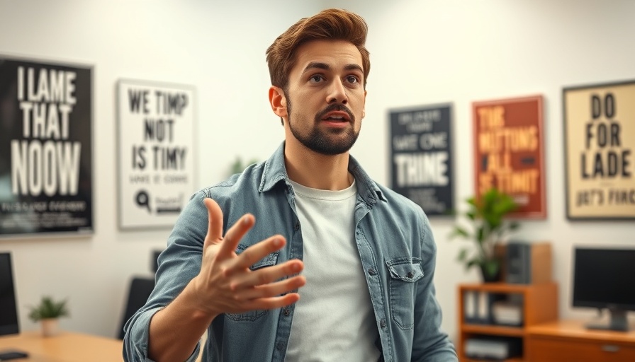Young man discussing productivity goal setting in an office.