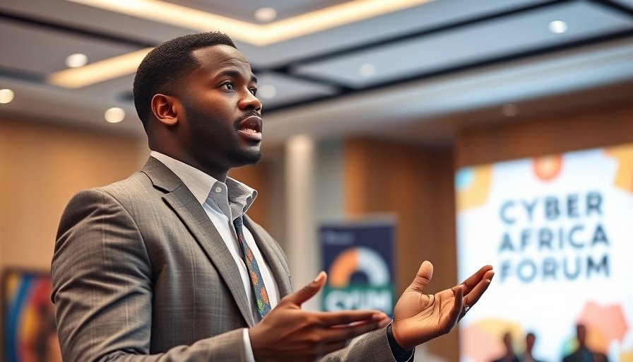 Professional speaker at Cyber Africa Forum discussing cybersecurity in Africa.