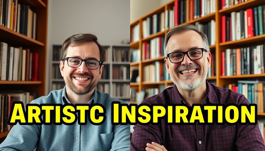 Virtual discussion on artistic inspiration with Austin Kleon, two men smiling.
