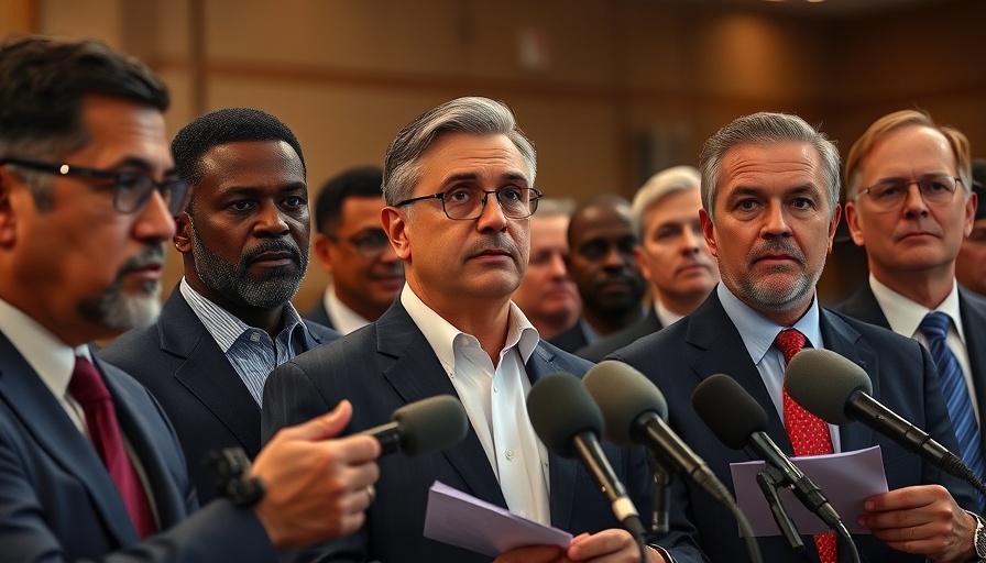 ADC Coalition hotel withdrawal announcement, group of men addressing media.