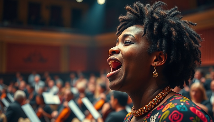 Angélique Kidjo performing on stage with orchestra, vibrant and dynamic.