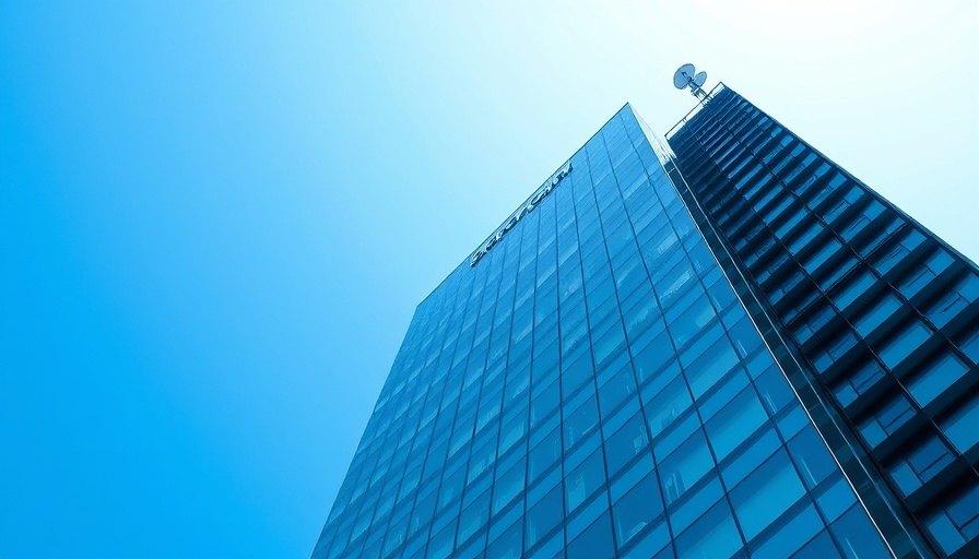Modern high-rise with Zenith logo and satellite dish.