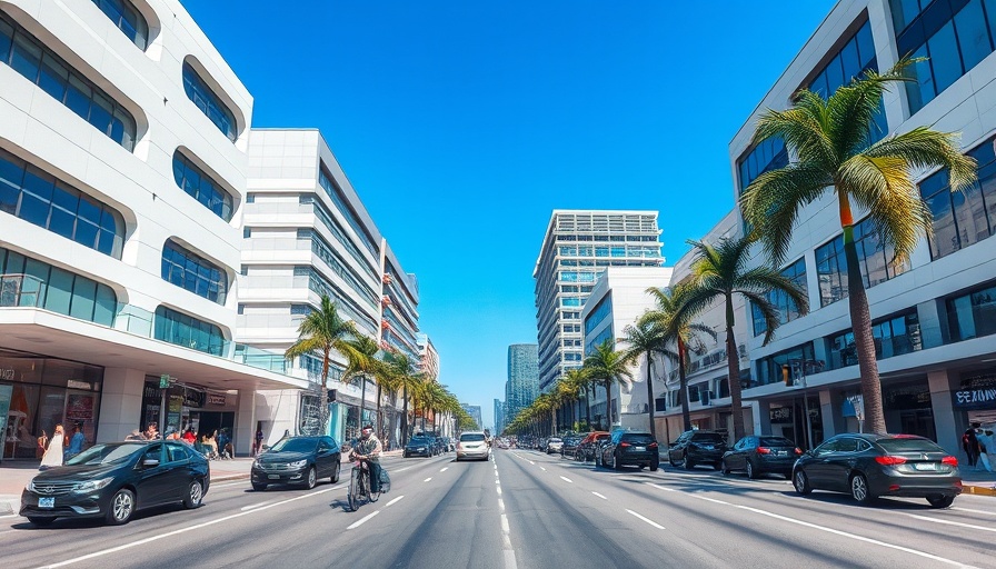 Ogun Tech Hub street view with modern buildings and vehicles in Nigeria's digital economy.