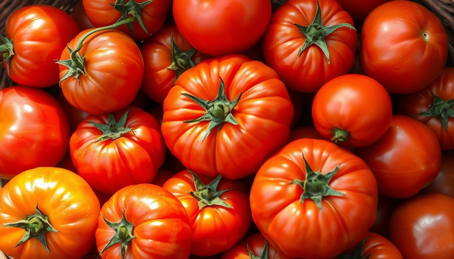 Sustainable tomatoes in a basket showcasing variety.