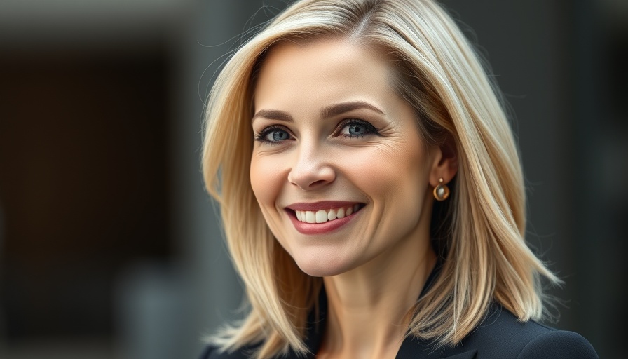 Professional woman in business attire smiling softly.