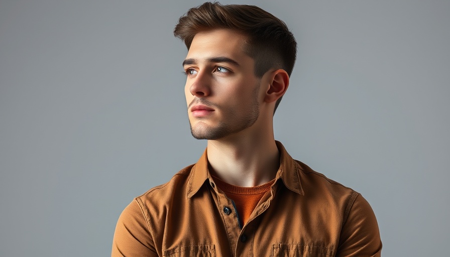 Young man considering ChatGPT model options, minimalist presentation.