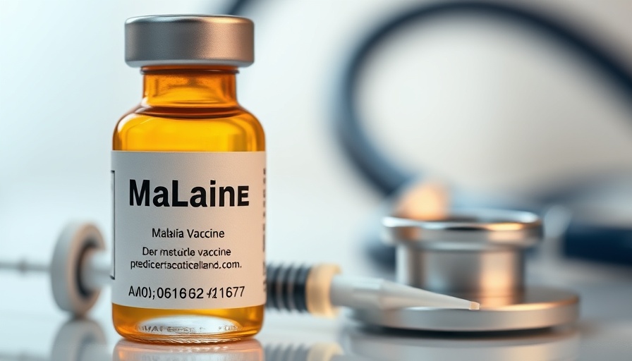 Malaria treatment for newborns: vaccine vial with syringe and stethoscope.