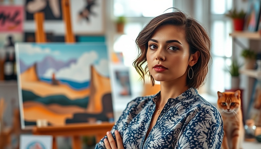 Boost creativity with AI and Google: woman surrounded by art and a cat.