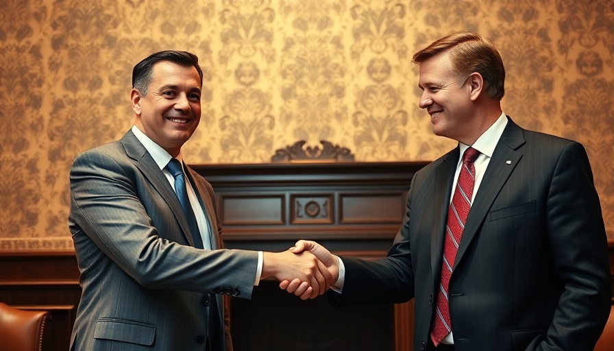 Syrian Integration Agreement handshake in formal setting.