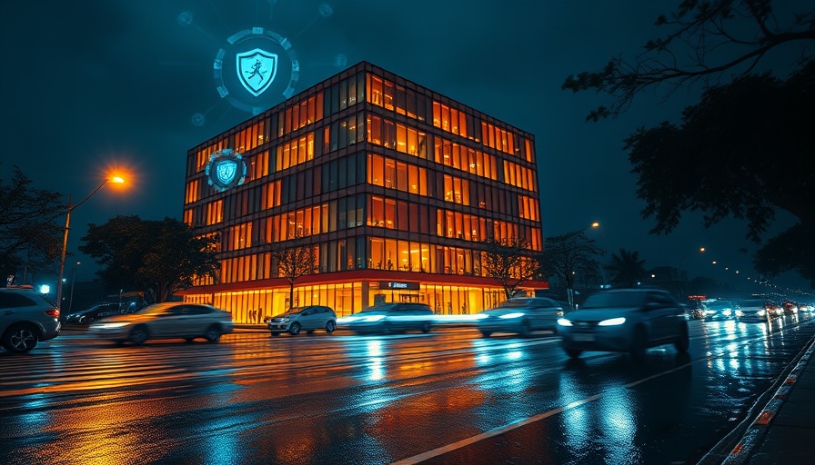 Global accreditation in Africa for certification: futuristic office at night with tech symbols.