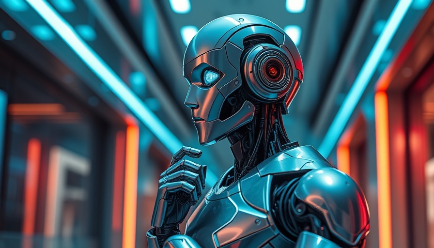 AI robot in a futuristic setting reflecting on combating loneliness.