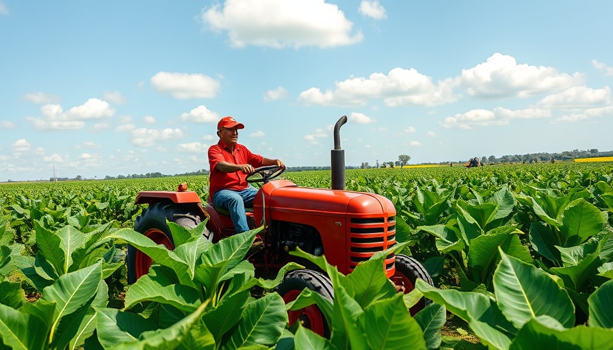 Farmer on tractor in Zimbabwe tobacco field; land reform.