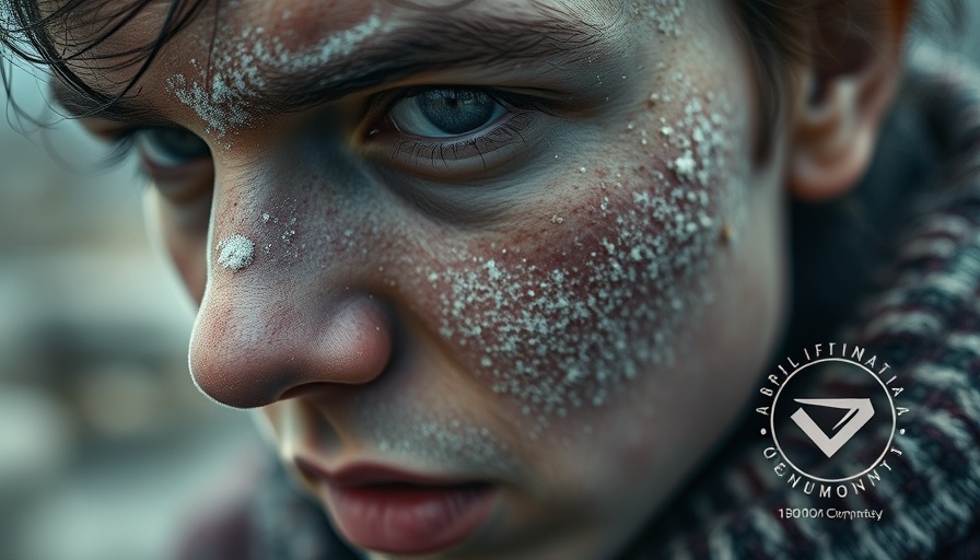 Close-up of face with fabric dust, illustrating India's textile waste crisis.