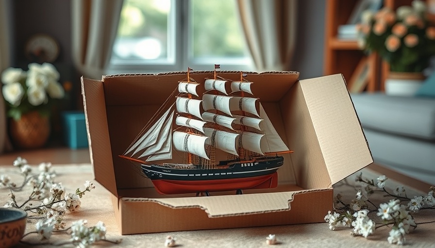 Realistic model ship in a box, created with Gemini animation.