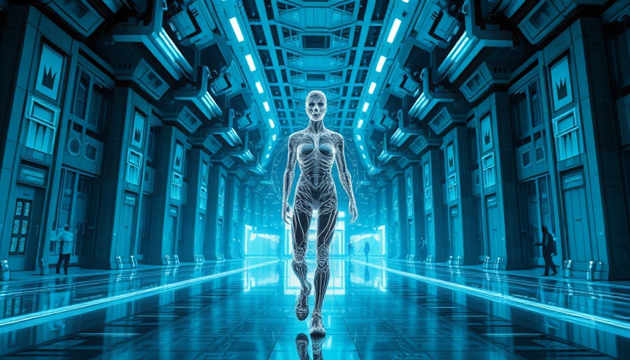 AI future depicted with a futuristic humanoid and digital aura.