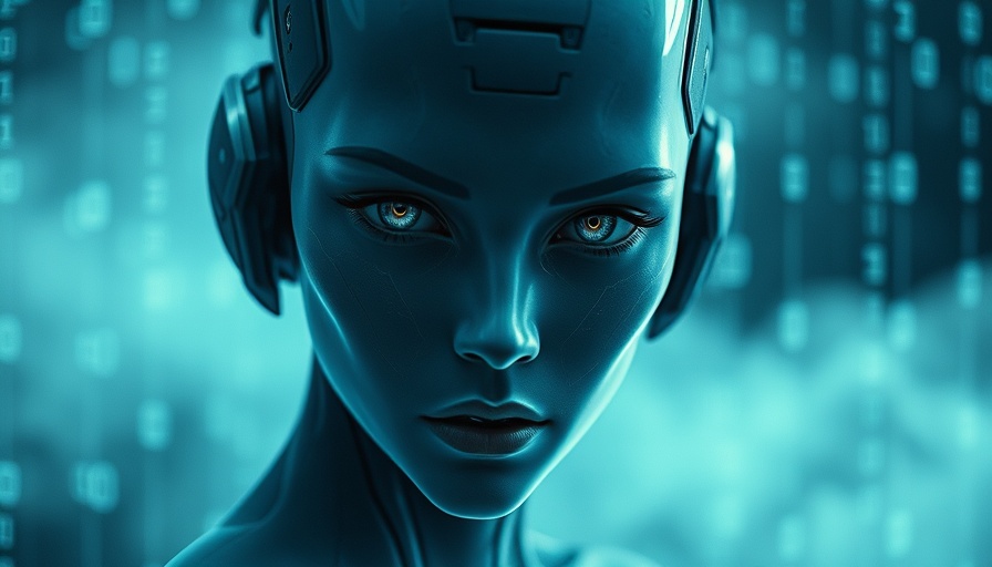 AI future concept of ethereal humanoid in digital mist.