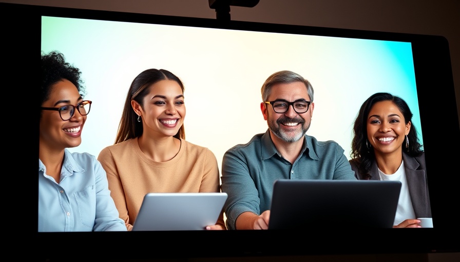 Group discussing AI-driven browsers online, modern background.