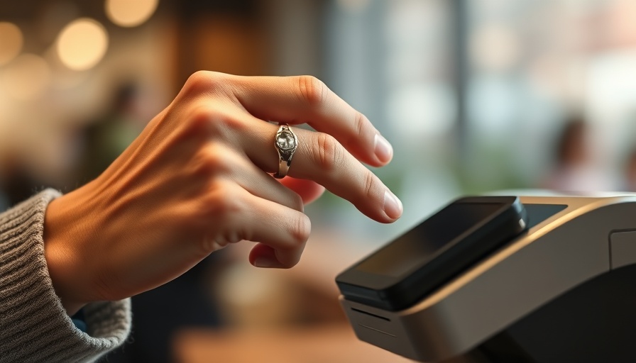 Person uses Zobe Ring payment solution with card reader.