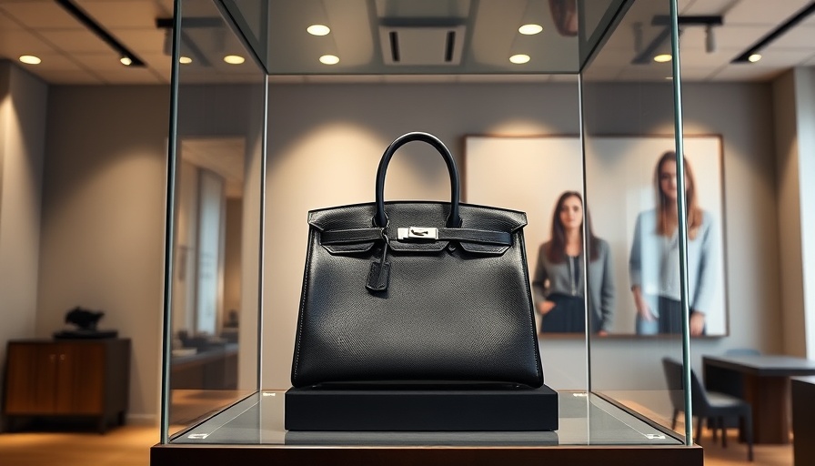 Hermès Birkin bag displayed at auction, impacting trade dynamics.