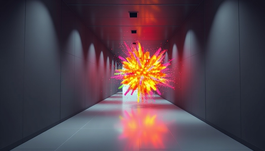 AI-generated corridor explosion showcasing colorful digital art for kids.