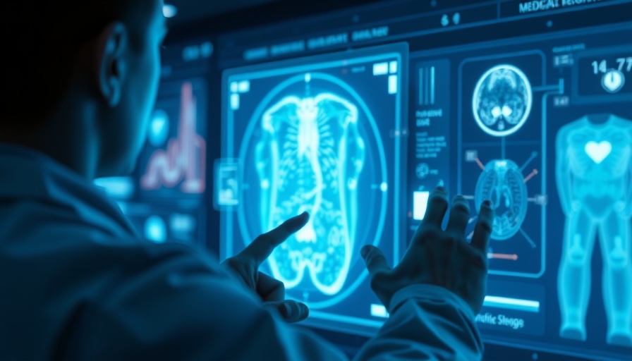 Futuristic medical AI interface transforming medicine with holographic display.