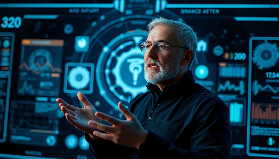 Man discusses Google Medical AI with futuristic holographic interface.