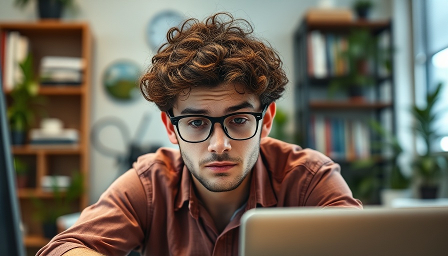 Tired young man in office, reflecting on productivity and goal setting.