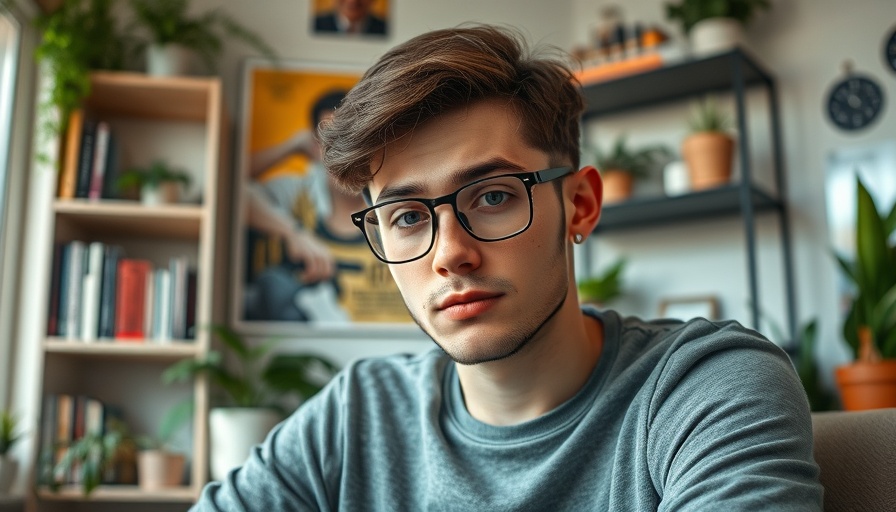 Tired young man reflecting on productivity and goal setting in a cozy room.