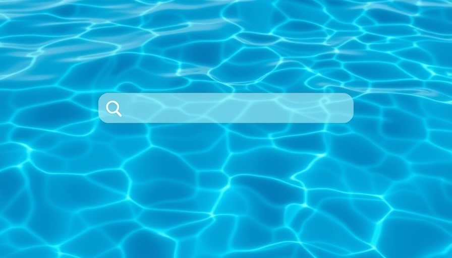 Vibrant blue water with search bar overlay, Amaya Papaya video.