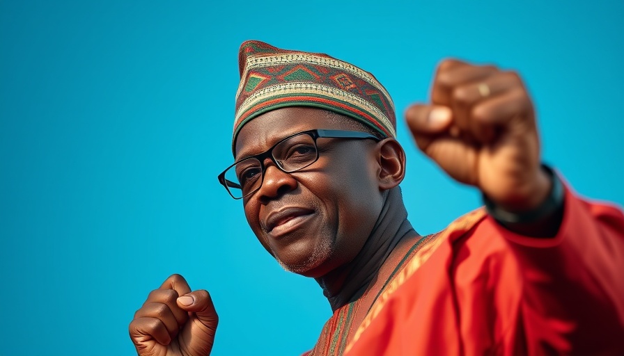 Public holiday Muhammadu Buhari announcement with leader raising fist.