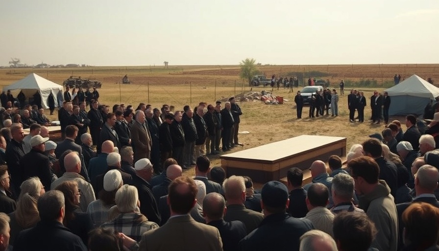 Burial of Palestinian family members killed in Israeli strikes, mourners gathered.