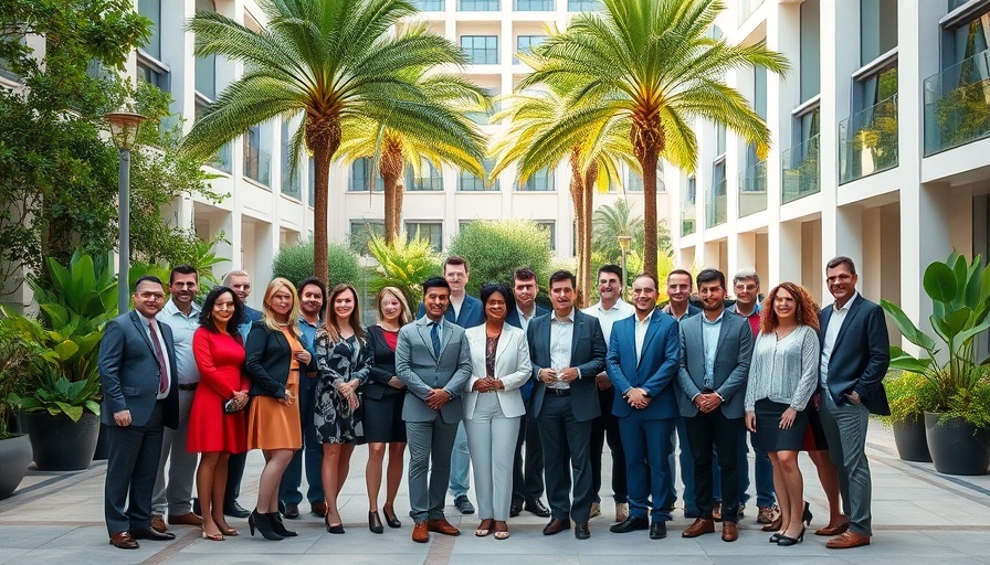 Professionals in a courtyard highlighting African digital logistics team.
