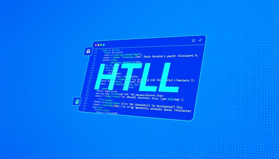 Futuristic HTML code illustration for WordPress schema markup.