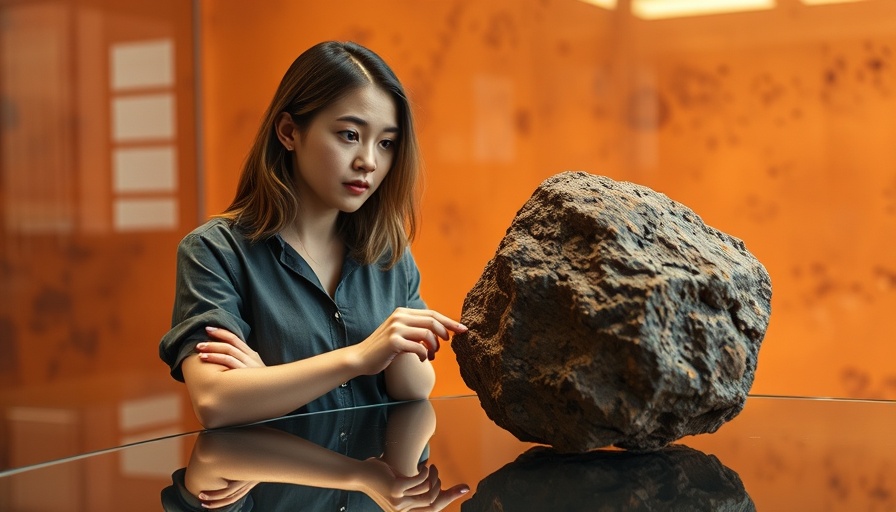 Young woman with Mars meteorite, Mars meteorite trade Africa.